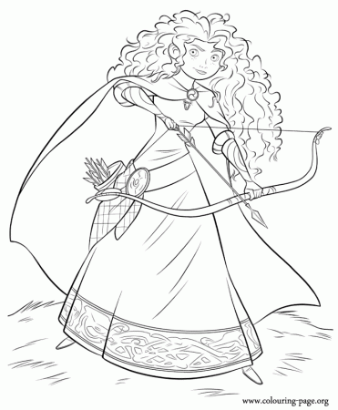 Brave - Princess Merida with a bow and arrow coloring page