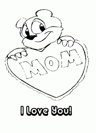 Free Mother's Day Bear with Heart Coloring Sheet - Homeschool Helper