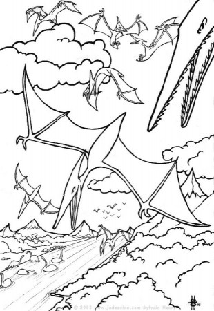 Flying reptiles and Pterodactylus coloring pages - Pterodactylus