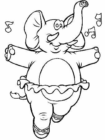 Coloring & Activity Pages: Elephant Ballerina Coloring Page