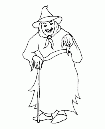 BlueBonkers - Medieval People Coloring Sheets - old witch in 