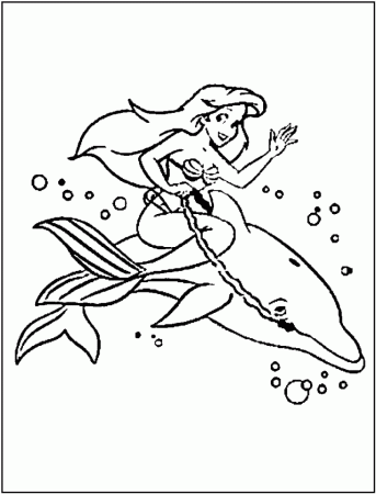 Ariel And A Dolphin Coloring Page Kids Coloring Page 119613 