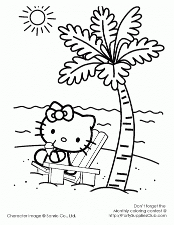 Hello Kitty palm tree | Kids' Coloring Pages