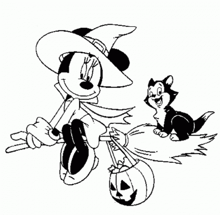 Print Minnie Cute Witches Disney Halloween Coloring Pages or 