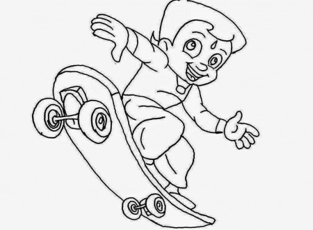 Kid with skateboard coloring page