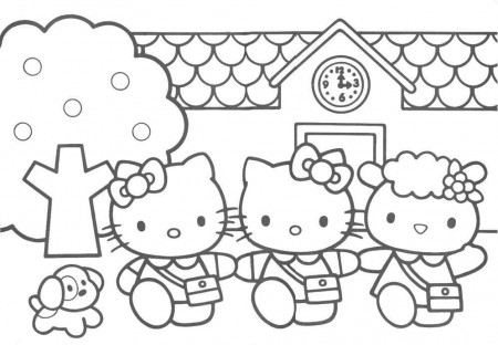 Hello Kitty Birthday Cake Coloring Page Images & Pictures - Becuo