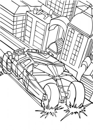 BATMAN coloring pages - Batman's car in the city