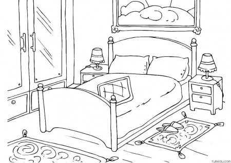 Bedroom Coloring Page » Turkau