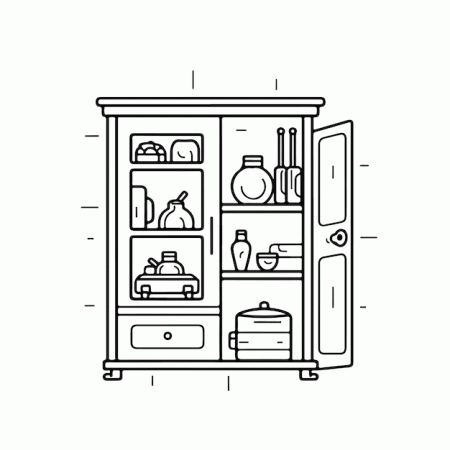 art coloring page cupboard day