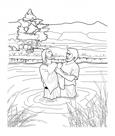 John Baptizing Jesus Coloring Page