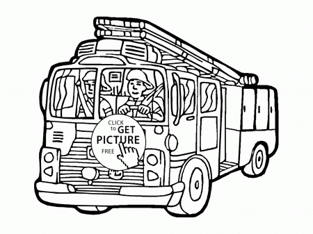 Cartoon Fire Truck coloring page for kids, transportation coloring ...