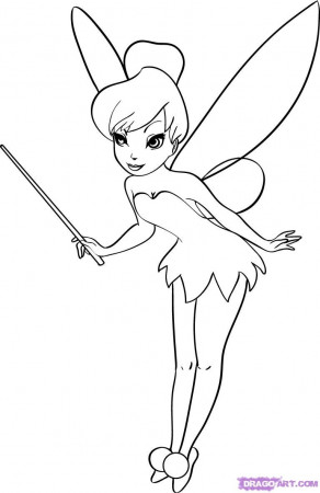 How to Draw Tinkerbell, Step by Step, Disney Characters, Cartoons ...