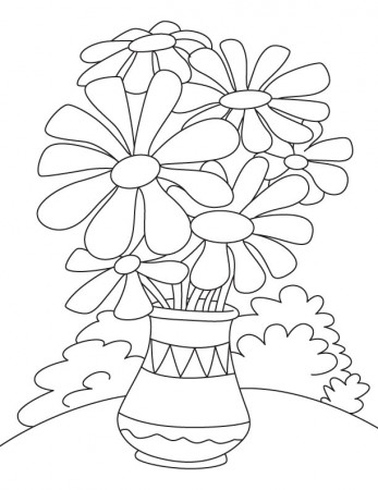 Daisy flower pot coloring page | Download Free Daisy flower pot coloring  page for kids | Best Coloring Pages