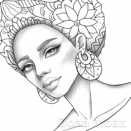 Printable Coloring Page African Girl Portrait Colouring Sheet - Etsy