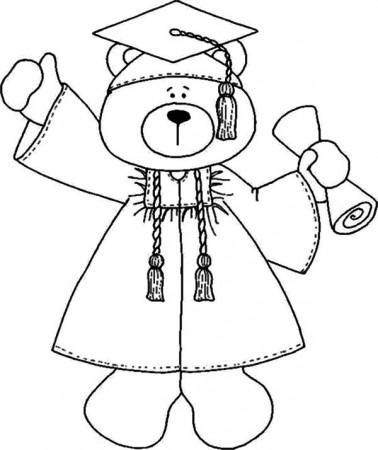 Graduation Teddy Bear Coloring Page