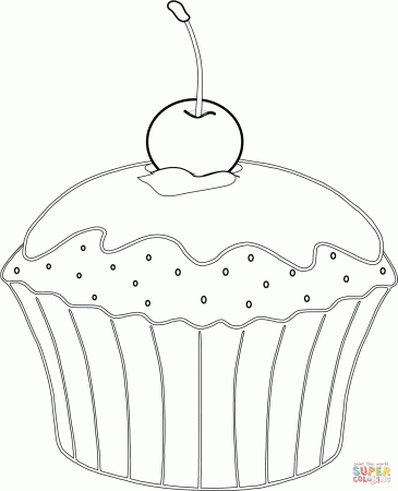 Muffin with Cherry coloring page