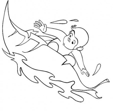 Curious George Coloring Pages Surfing | Cartoon Coloring pages of ...