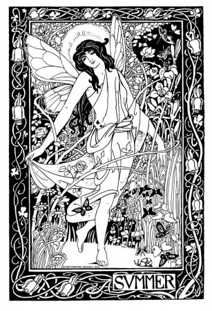 Wiccan Coloring Pages | Vintage Summer Lady Printable and Great ...