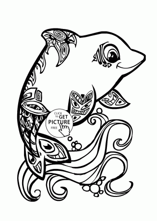 Beautiful Dolphin coloring page for kids, animal coloring pages ...