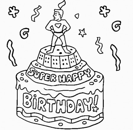 Super Happy Birthday Cake Coloring Page - Free Printable Coloring Pages for  Kids