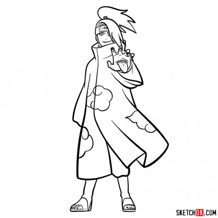 How to draw Deidara from Naruto anime - Sketchok easy drawing guides