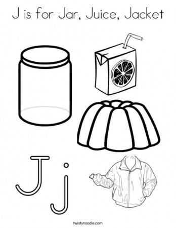 J is for Jar, Juice, Jacket Coloring Page - Twisty Noodle