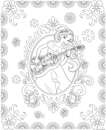 Princess Elena And Storytime Guitar Disney Princess Free Coloring ...