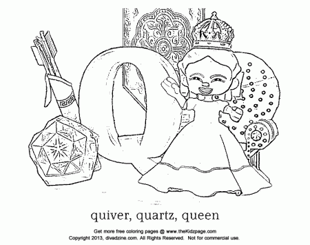 Letter Q Coloring ABC's - Free Coloring Pages for Kids - Printable 