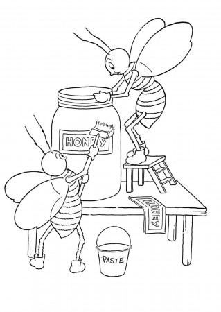Kids Printable - Honey Bees Coloring Page - The Graphics Fairy | Bee  coloring pages, Bee drawing, Coloring pages