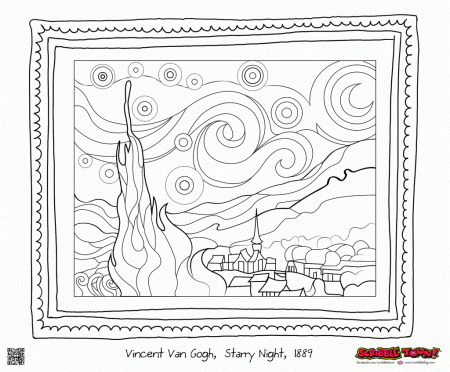 starry night coloring page - High Quality Coloring Pages