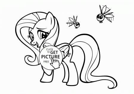 Funny Fluttershy - My little pony coloring page for kids, for ...