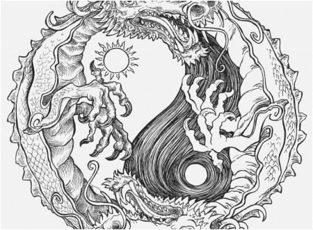Printable Dragon Coloring Pages Stock Sun and Moon Dragon Yin Yang ...