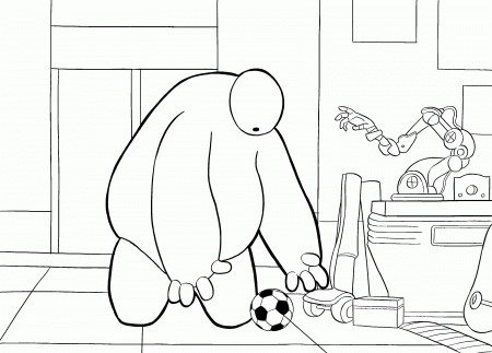Baymax Playing Soccer Coloring Pages For Kids #fhh : Printable ...