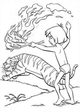 Shere Khan Runaway from Mowgli in Jungle Book Coloring Pages ...