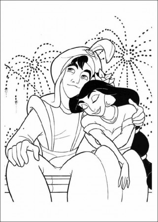 Print Princess Jasmine and Aladdin Enjoy the Fireworks Disney ...