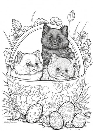 Happy Easter Cats Coloring Pages for Children and Adults - Etsy