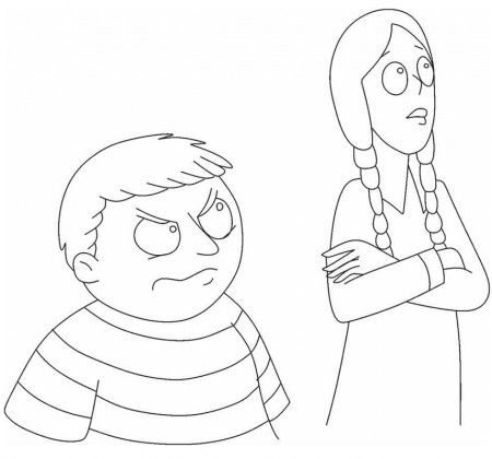 Wednesday and Pugsley Addams Coloring Page - Free Printable Coloring Pages  for Kids