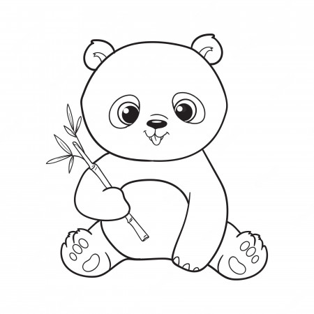Premium Vector | Coloring pages or books for kids cute panda illustration