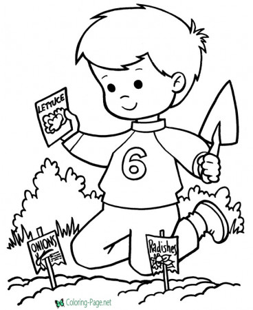Printable Spring Coloring Pages Planting Seeds