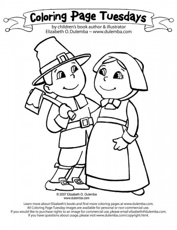 Pilgrims - Thanksgiving Coloring Pages