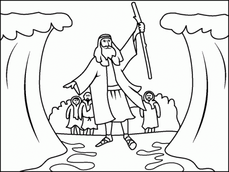 Moses parts the Red Sea coloring page - Coloring Pages 4 U