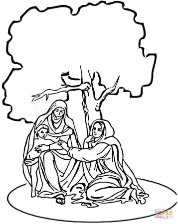 Mary and Elizabeth coloring page | Free Printable Coloring Pages
