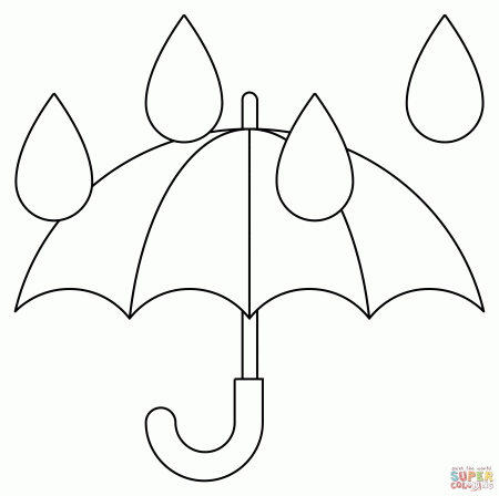 Umbrella with Rain Drops coloring page | Free Printable Coloring Pages