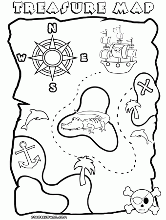 Treasure Map Coloring - Coloring Pages for Kids and for Adults