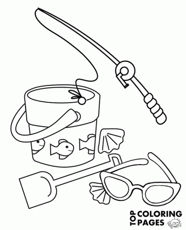 High-quality Fishing rod sunglasses coloring page to print ...