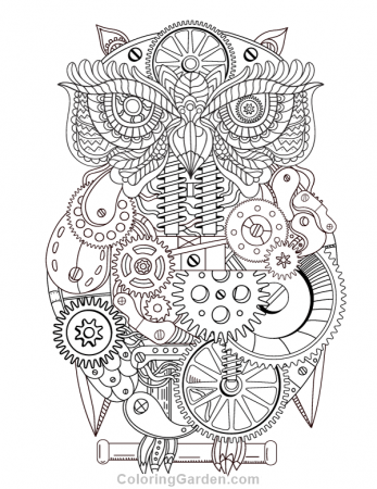 Steampunk Owl Coloring Pages