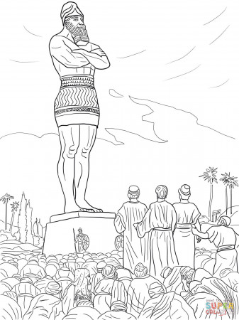 Daniel's Friends Refused to Worship the Statue coloring page | Free  Printable Coloring Pages