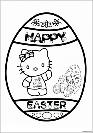 Hello Kitty with Religious Easter Coloring Pages - Cartoons Coloring Pages  - Free Printable Coloring Pages Online
