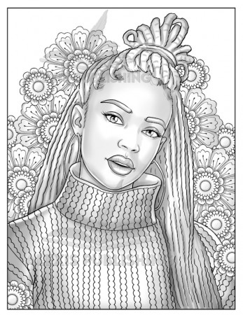Printable Adult Coloring Page Beautiful Black Woman - Etsy