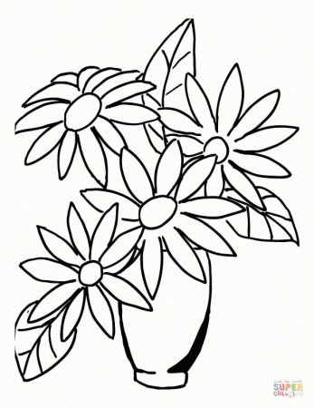 Flower Bouquet in a Vase coloring page | Free Printable Coloring Pages